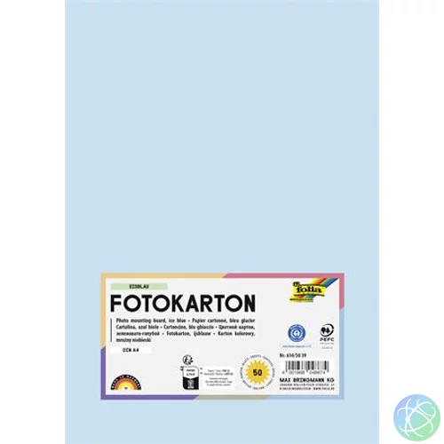 Dekorkarton, 2 oldalas, A4, 300 g, 50 lap, FOLIA, jégkék