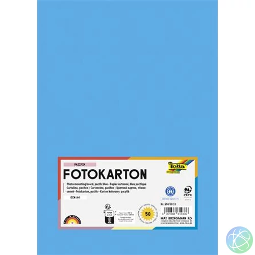 Dekorkarton, 2 oldalas, A4, 300 g, 50 lap, FOLIA, óceánkék