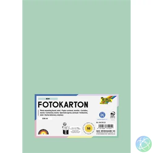 Dekorkarton, 2 oldalas, A4, 300 g, 50 lap, FOLIA, menta
