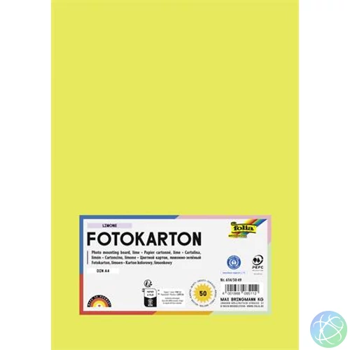 Dekorkarton, 2 oldalas, A4, 300 g, 50 lap, FOLIA, limezöld