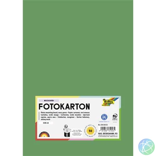 Dekorkarton, 2 oldalas, A4, 300 g, 50 lap, FOLIA, mohazöld