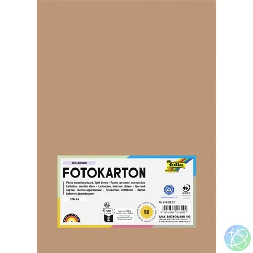 Dekorkarton, 2 oldalas, A4, 300 g, 50 lap, FOLIA, világosbarna