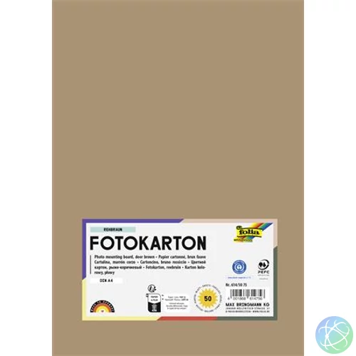 Dekorkarton, 2 oldalas, A4, 300 g, 50 lap, FOLIA, őzbarna