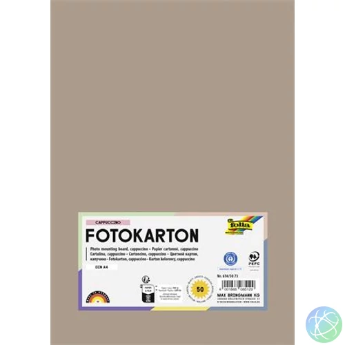 Dekorkarton, 2 oldalas, A4, 300 g, 50 lap, FOLIA, cappuccino