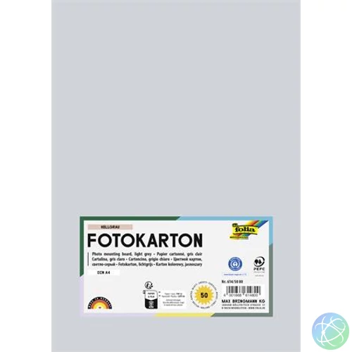 Dekorkarton, 2 oldalas, A4, 300 g, 50 lap, FOLIA, világosszürke