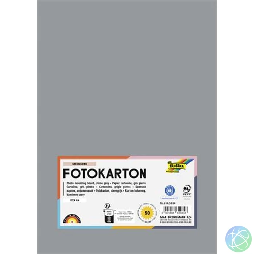 Dekorkarton, 2 oldalas, A4, 300 g, 50 lap, FOLIA, kőszürke