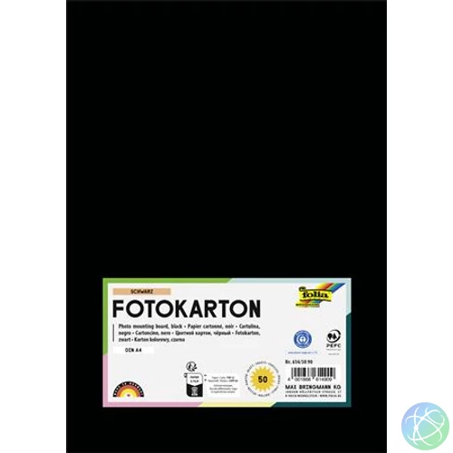 Dekorkarton, 2 oldalas, A4, 300 g, 50 lap, FOLIA, fekete
