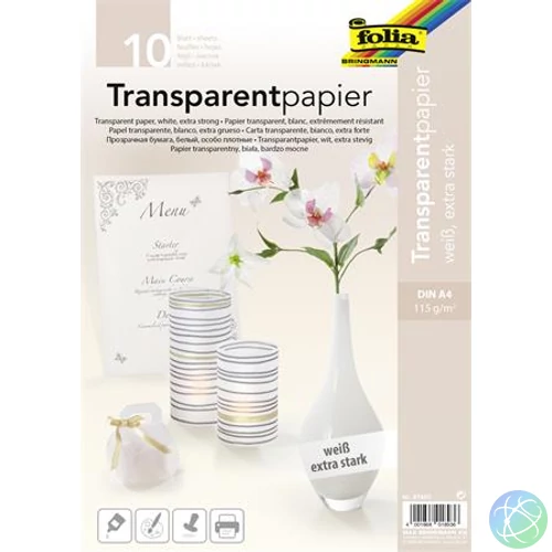 Pauszpapír, A4, 115 g, 10 lap, FOLIA, fehér