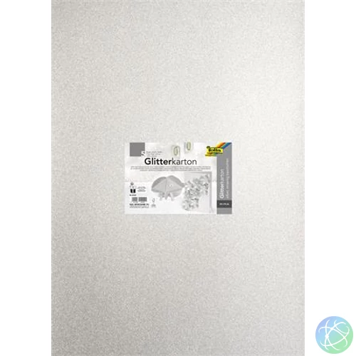 Dekorkarton tömb, csillámos, 1 oldalas, 50x70 cm, 300g, 5 lap, FOLIA, ezüst