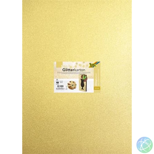 Dekorkarton tömb, csillámos, 1 oldalas, 50x70 cm, 300g, 5 lap, FOLIA, arany