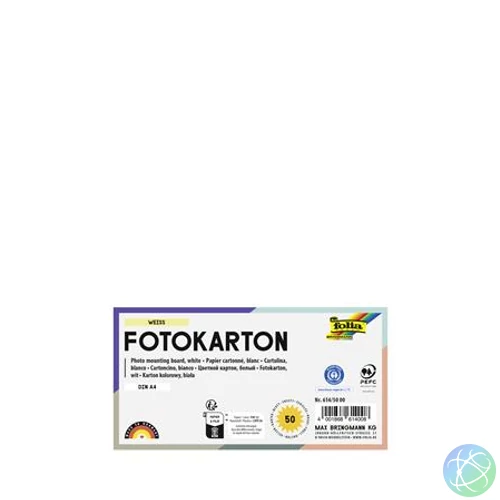 Dekorkarton, 2 oldalas, A4, 300 g, 50 lap, FOLIA, fehér
