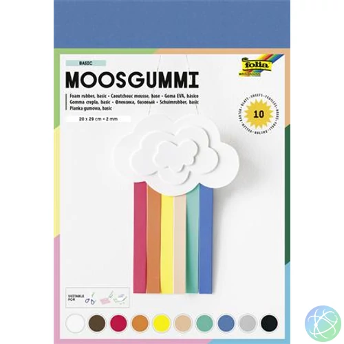 Moosgumi, 20x29 cm, 10 lap, FOLIA "Basic", 10 különböző szín