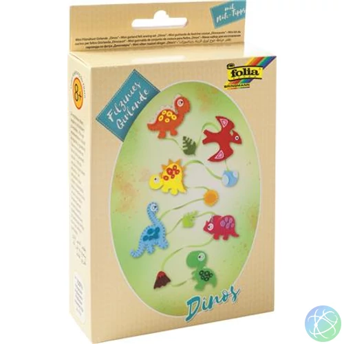 Kreatív mini filc varrókészlet, girland, FOLIA, dinoszaurusz