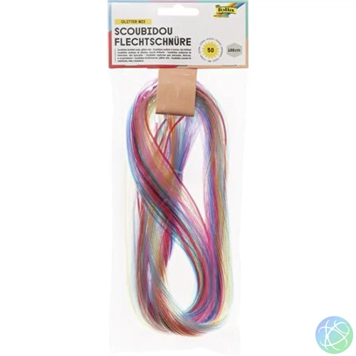 Színes damil, 100 cm, FOLIA "Glitter mix", 50 különböző csillámos szín