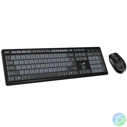 Egér- és billentyűzet készlet, vezeték nélküli, USB, HUN, GENIUS "KM-8200", fekete-szürke