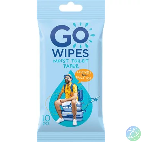 Toalettpapír, nedves, 10 db, GO WIPES "Comfort"