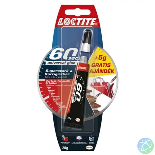 Ragasztó, általános, 20 g, HENKEL "Loctite 60 sec."