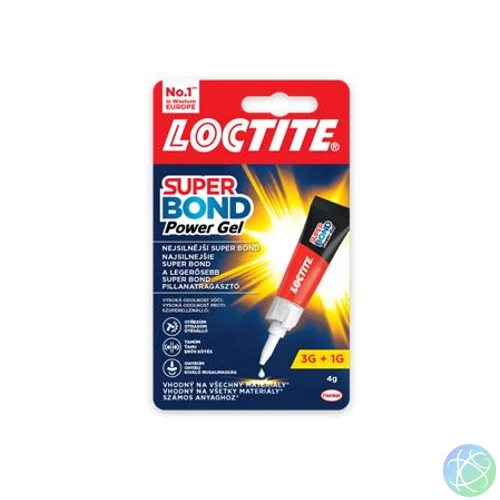 Pillanatragasztó gél, 4 g, HENKEL "Loctite Super Bond Power Gél"