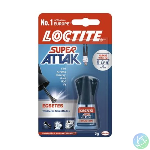 Pillanatragasztó, ecsetes, 5 g, HENKEL "Loctite Super Bond"