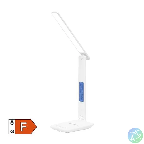 Asztali lámpa, LED, szabályozható, Qi töltővel, USB, HOME, fehér