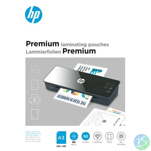 Meleglamináló fólia, 80 mikron, A3, fényes, 50 db, HP "Premium"