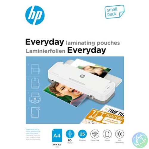 Meleglamináló fólia, 80 mikron, A4, fényes, 25 db, HP "Everyday"