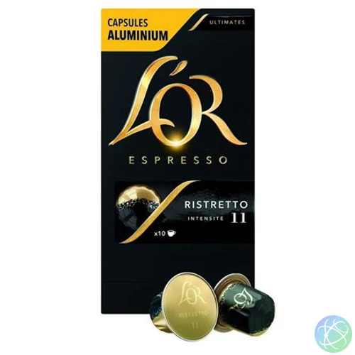 Kávékapszula, Nespresso® kompatibilis, 10 db, JACOBS DOUWE EGBERTS "L`OR Ristretto"