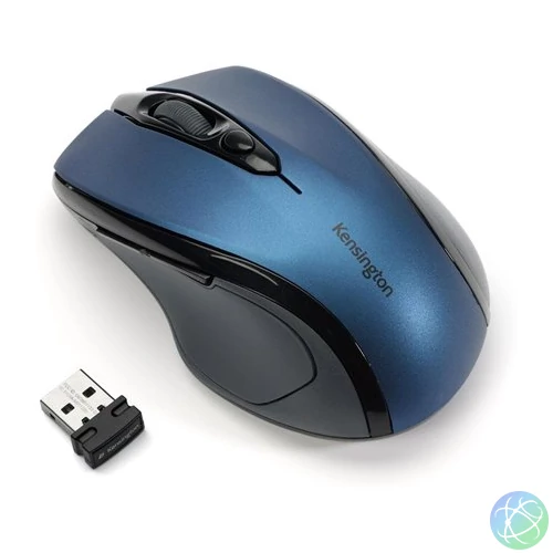 Egér, vezeték nélküli, optikai, közepes méret, USB, KENSINGTON "Pro Fit", kék