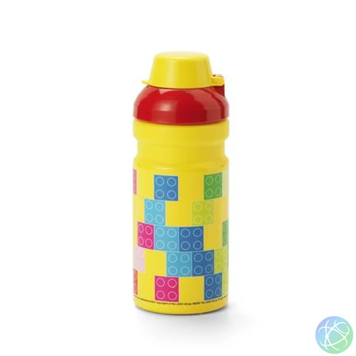 Kulacs, 390 ml, LEGO "Brick", sárga-piros-mintás