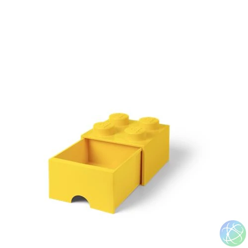 Tárolódoboz, fiókos, LEGO "Brick", sárga