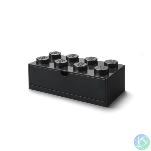 Tárolódoboz íróasztalra, fiókos, LEGO "Brick 4x2", fekete