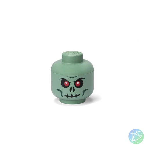 Tárolódoboz, fej, kicsi, LEGO, Green Skeleton