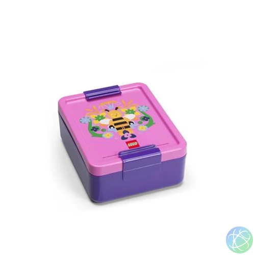 Uzsonnás doboz, LEGO "Bee", lila-rózsaszín-mintás