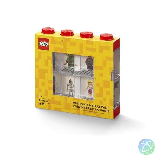Gyűjtődoboz, minifiguráknak, 8 rekesz, LEGO, piros