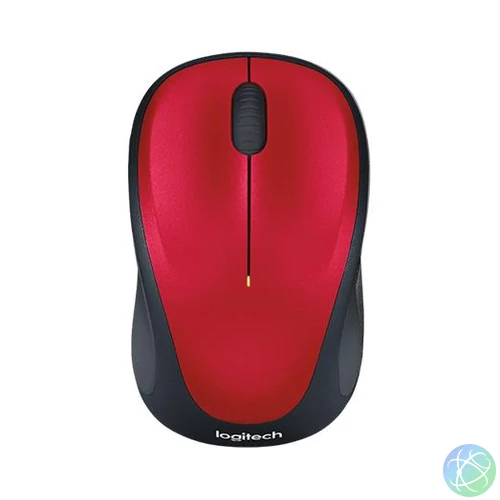 Egér, vezeték nélküli, optikai, közepes méret, USB, LOGITECH "M235", piros