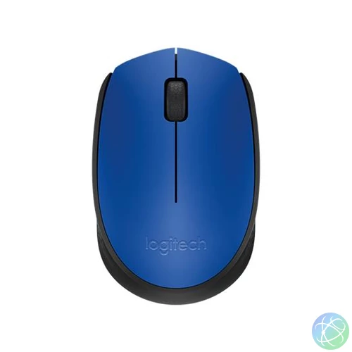 Egér, vezeték nélküli, optikai, közepes méret, USB, LOGITECH "M171", kék