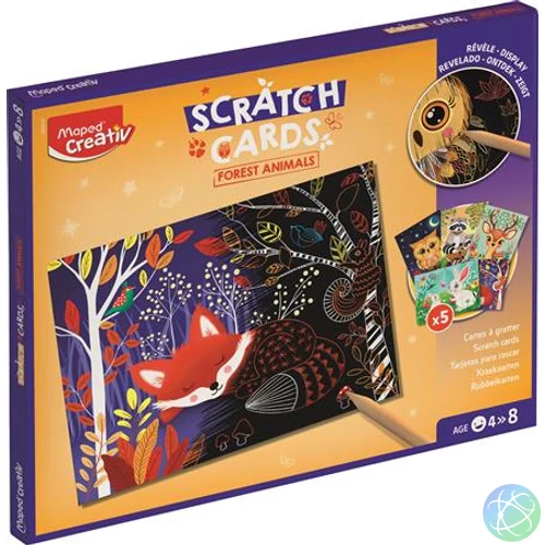 Képkarcoló készlet, erdei állatok, MAPED CREATIV "Scratch Cards"