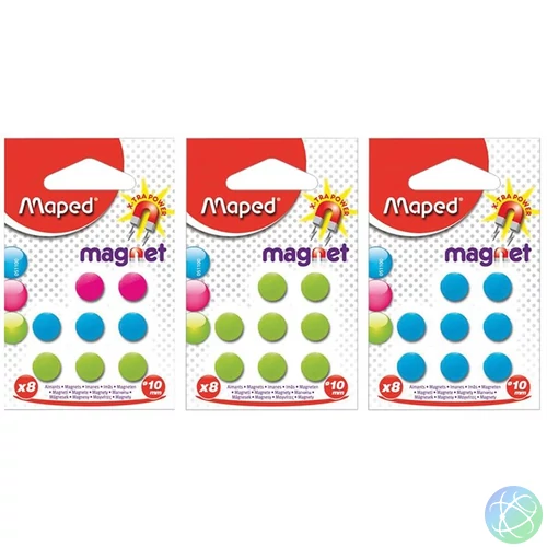 Mágnes, kerek, 10 mm, MAPED, vegyes színek