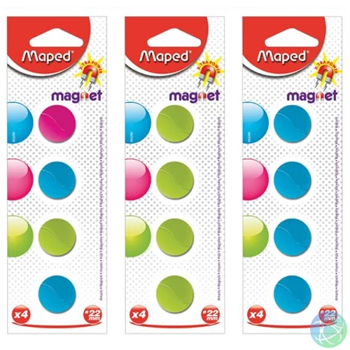 Mágnes, kerek, 22 mm, MAPED, vegyes színek