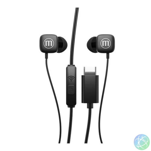 Fülhallgató, mikrofonnal, USB-C, MAXELL "Square+", fekete