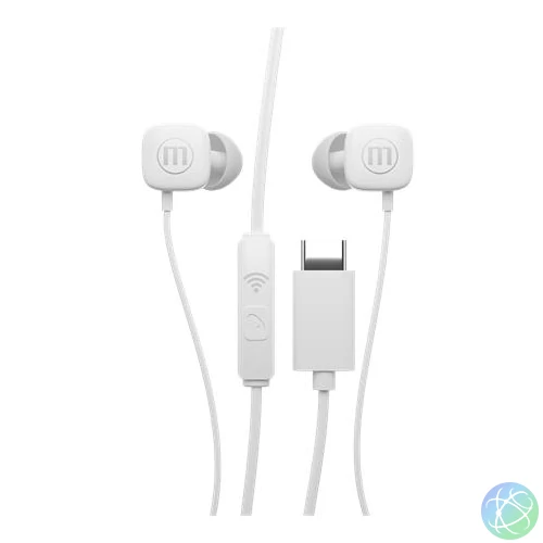 Fülhallgató, mikrofonnal, USB-C, MAXELL "Square+", fehér