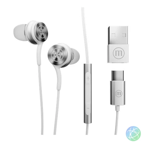 Fülhallgató, mikrofonnal, USB-C, MAXELL "XC1", fehér