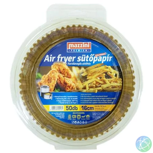 Sütőpapír, szilikonos, Air Fryer készülékhez, kerek, 16 cm, 50 db, MAZZINI "Premium"