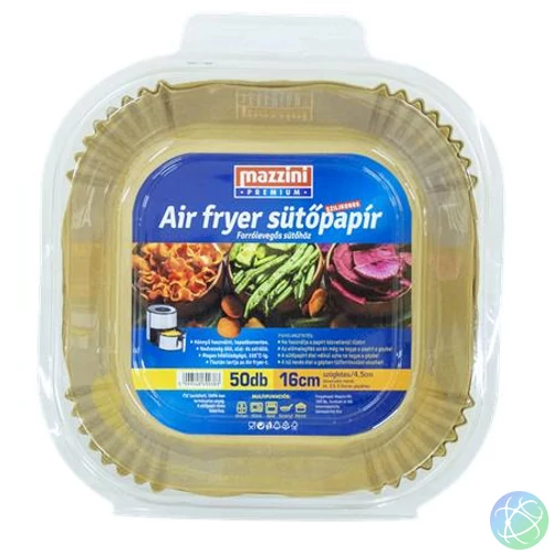 Sütőpapír, szilikonos, Air Fryer készülékhez, szögletes, 16 cm, 50 db, MAZZINI "Premium"
