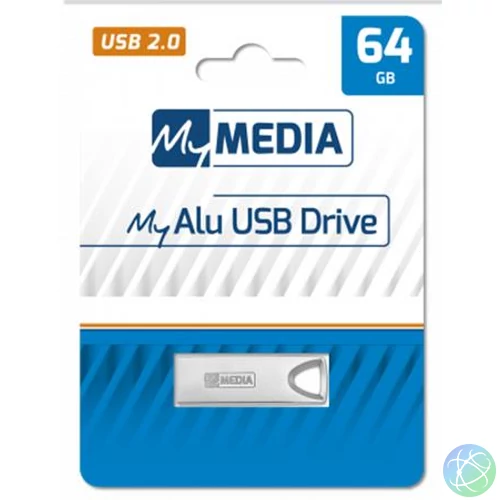 Pendrive, 64GB, USB 2.0, alumínium ház, MYMEDIA "Alu" (by VERBATIM)