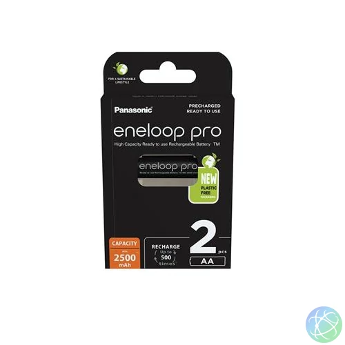 Tölthető elem, AA ceruza, 2x2500 mAh Ni-MH, PANASONIC "Eneloop Pro"