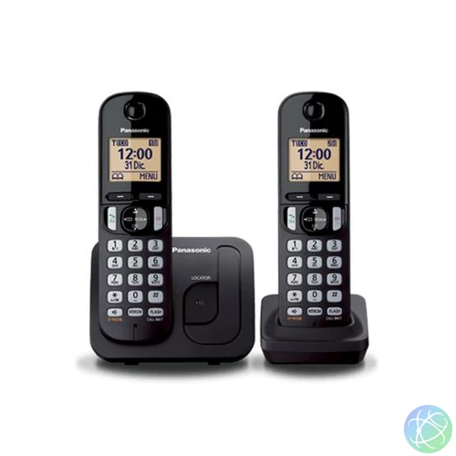 Telefon, vezeték nélküli, telefonpár, PANASONIC "KX-TGC212PDB Duo, fekete