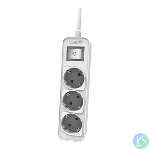 Elosztósor, 3 csatlakozóaljzat, 1,5 m kábel, PHILIPS, fehér