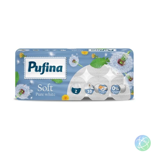 Toalettpapír, 2 rétegű, kistekercses, 10 tekercs, PUFINA "Soft White", illatmentes