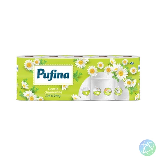 Toalettpapír, 3 rétegű, kistekercses, 10 tekercs, PUFINA "Chamomile", kamilla illattal